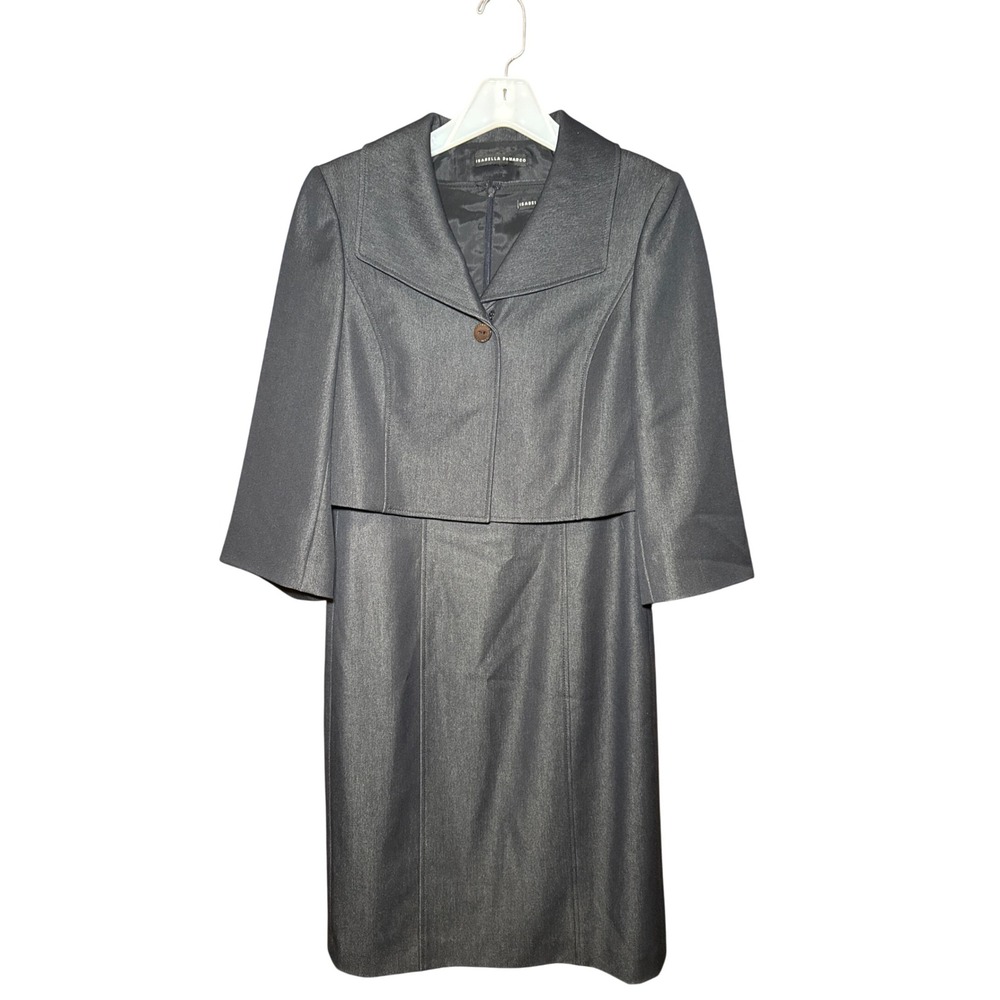 Isabella DeMarco Womens 6 Gray 2 Piece Sheath Dress and Cropped Jacket Suit Set